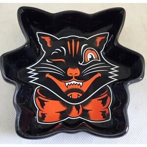 CANDY/TRINKET DISH-SOURPUSS-Black-Orange Cat-Display-Ashtray-Small